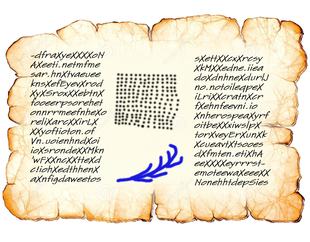 The left side contains symbols from the Silverthorne language, while the right contains characters of Avyana writing, however both sides appear to be nothing but gibberish.